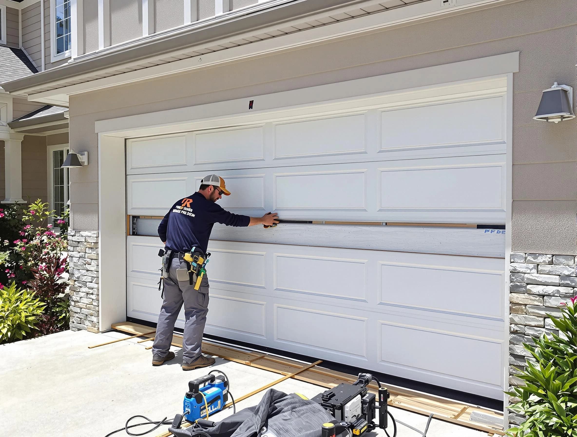 Greenwood Village Garage Door Repair team performing complete garage door replacement at Greenwood Village residence